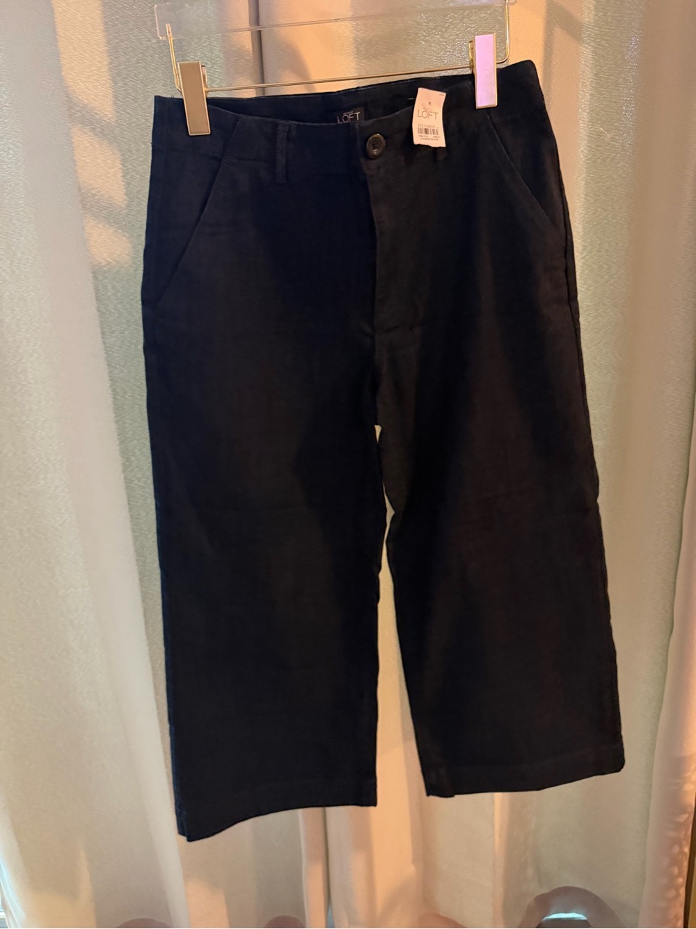 LOFT Black Wide-Leg Cropped Chinos